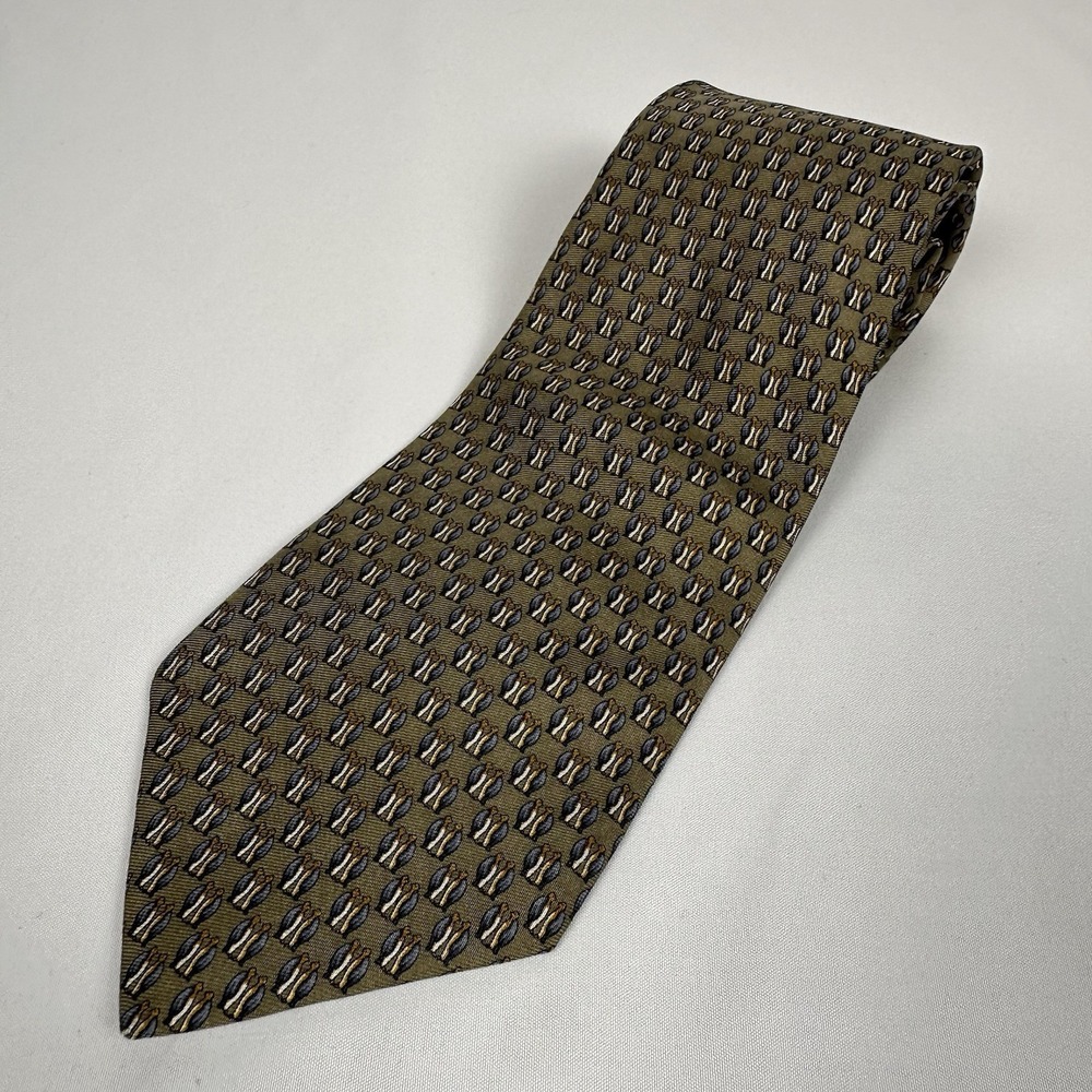 Brooks Brothers Basics Silk Tie Vintage Brown Penguins All Over Print 3.5"W 58"L